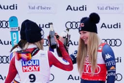 Vonn adds to strong start in Olympic ski season with third in World Cup downhill won by Huetter Vonn adds to strong start in Olympic ski season with third in World Cup downhill won by Huetter